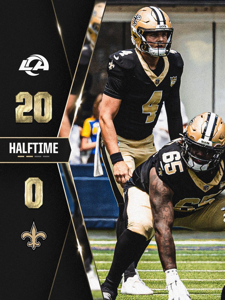 Copyright: New Orleans Saints; https://x.com/Saints/status/2091278838684893291 Halbzeitstand New Orleans Saints bei den Los Angeles Rams: 0 – 20